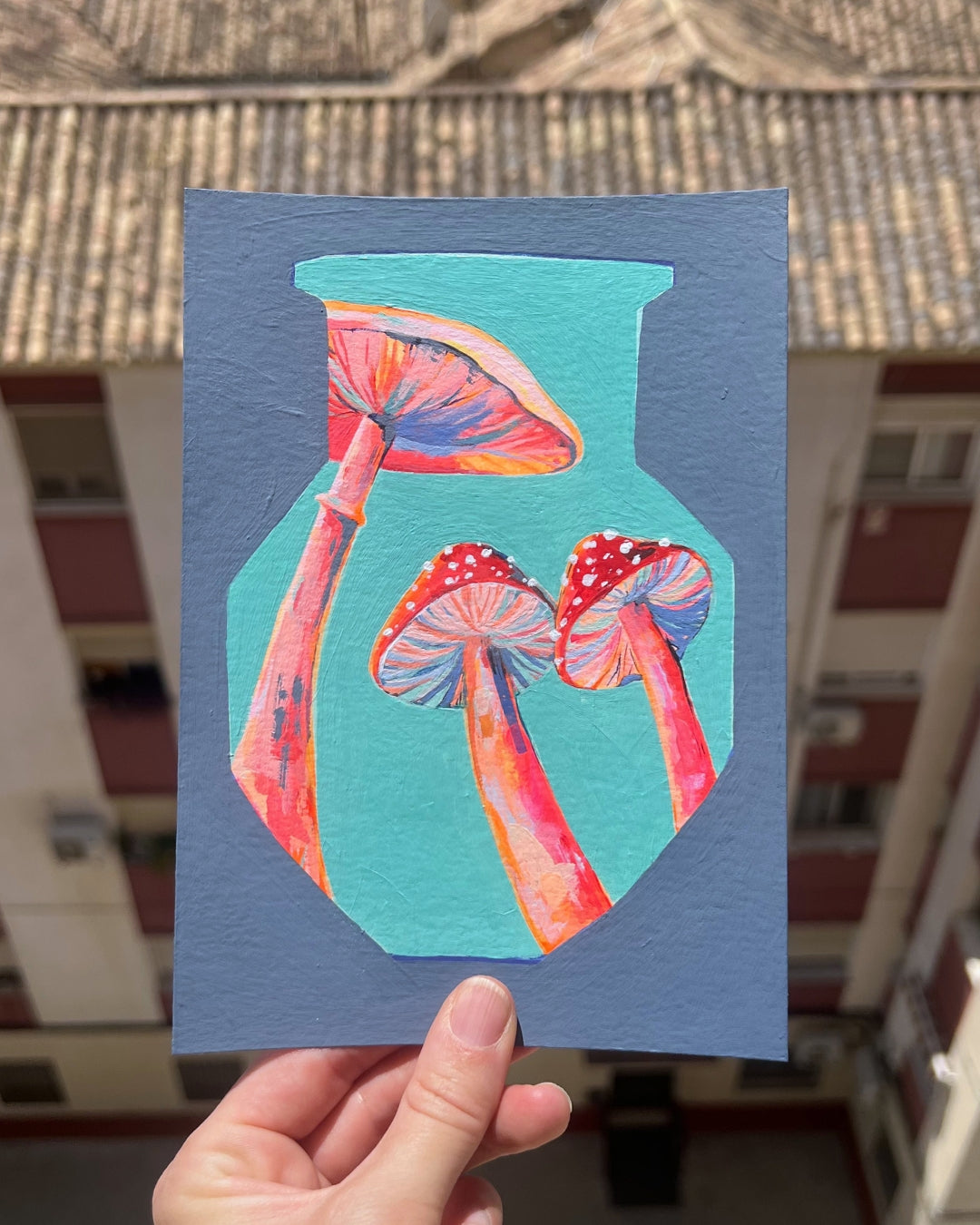 Mushroom Vase, Original Artwork, 13,4 x 19 cm
