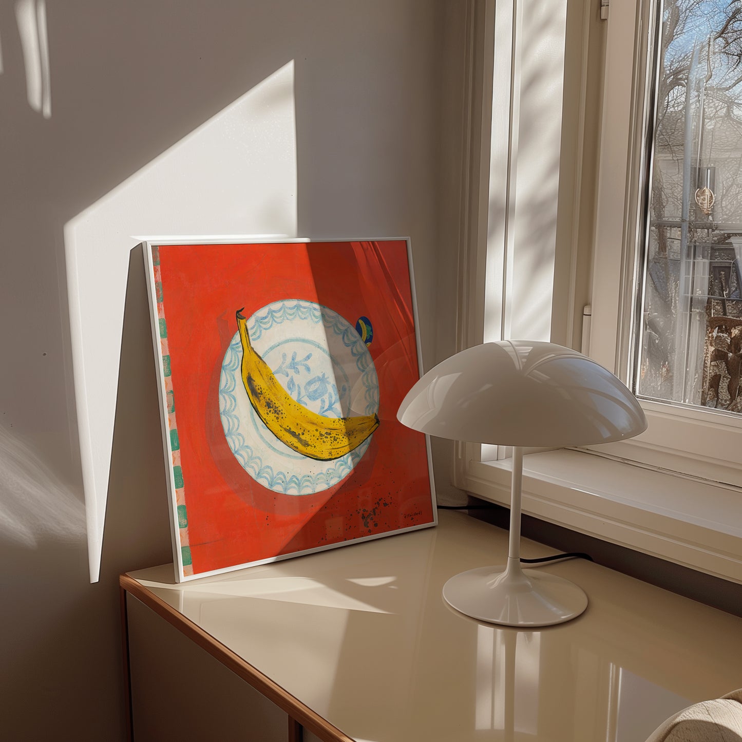 Canarian Banana on Andalusian Plate, Fine Art Print