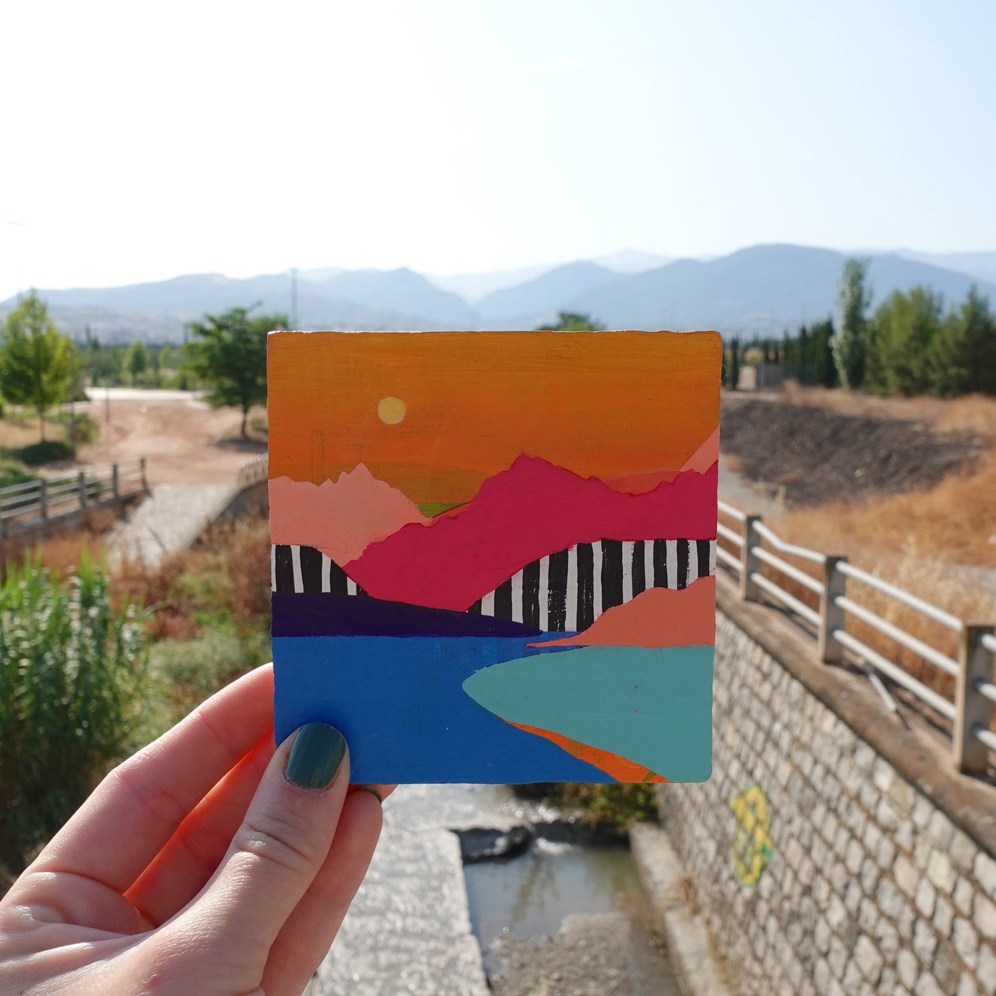 Mountains in Saturation, Original Artwork, 9,5 x 10 cm
