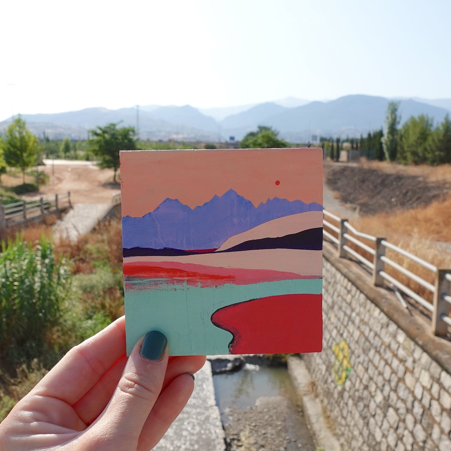 Mountains in Pastel, Original Artwork, 9,5 x 10 cm