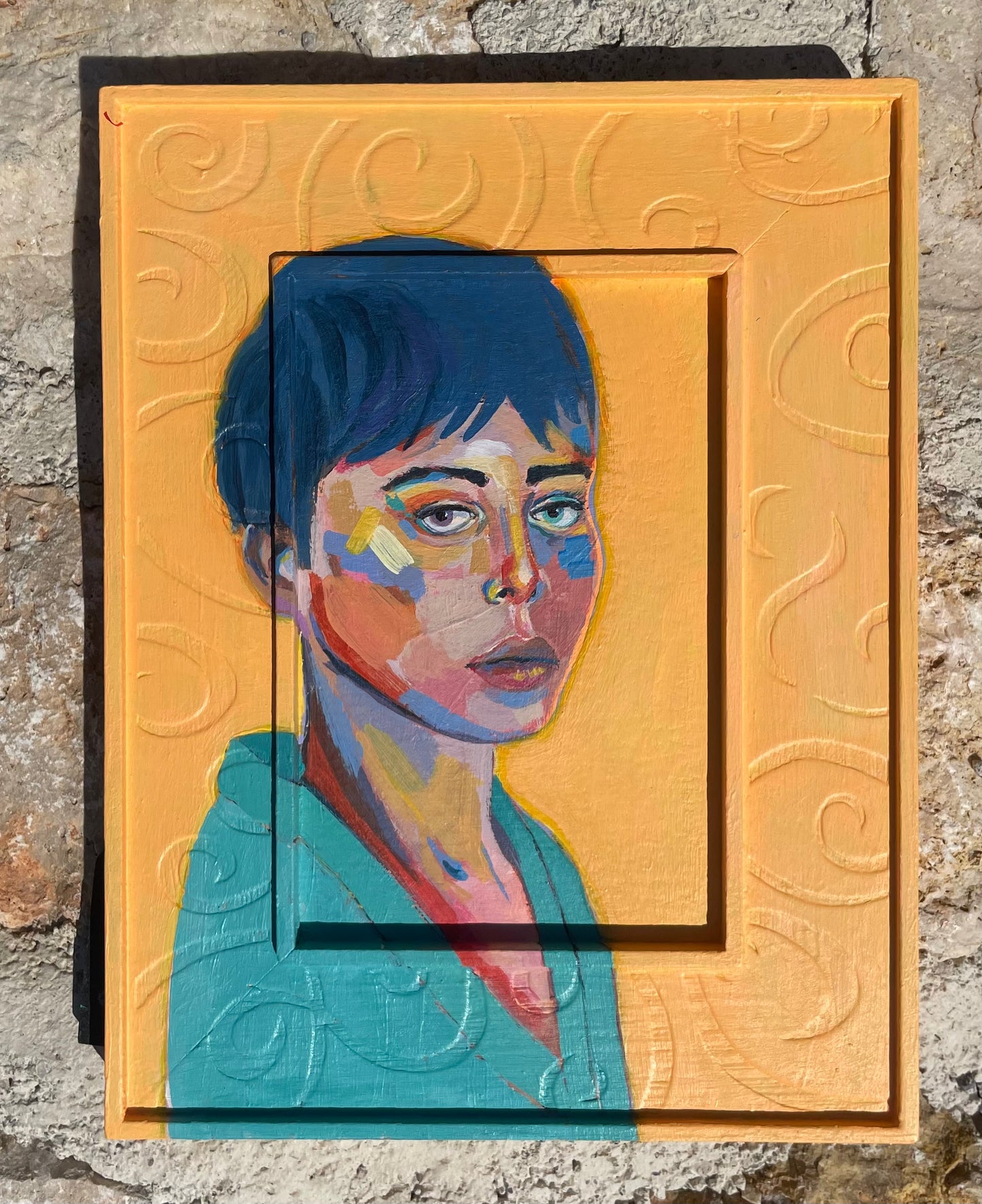 Lady in Turquoise, 17 x 22 cm