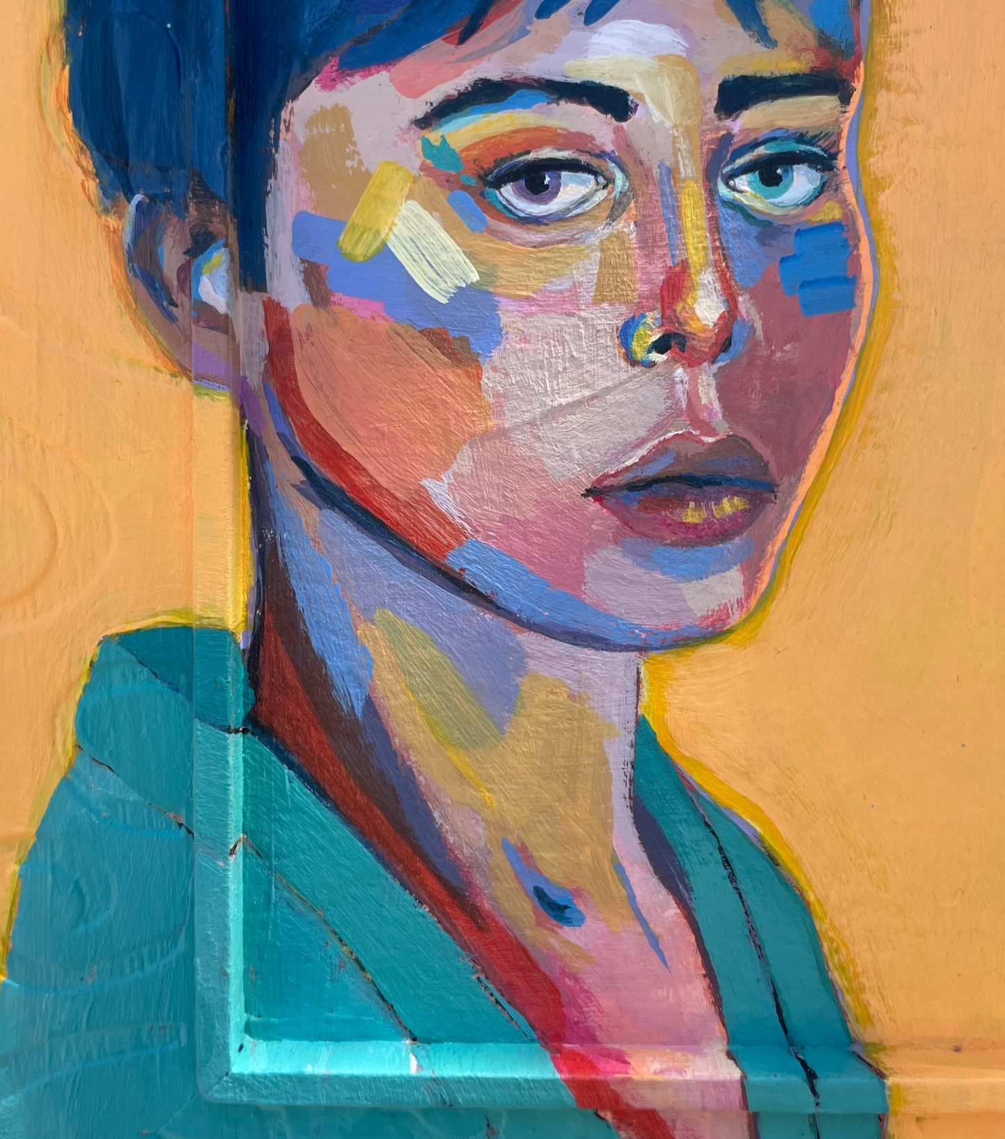 Lady in Turquoise, 17 x 22 cm