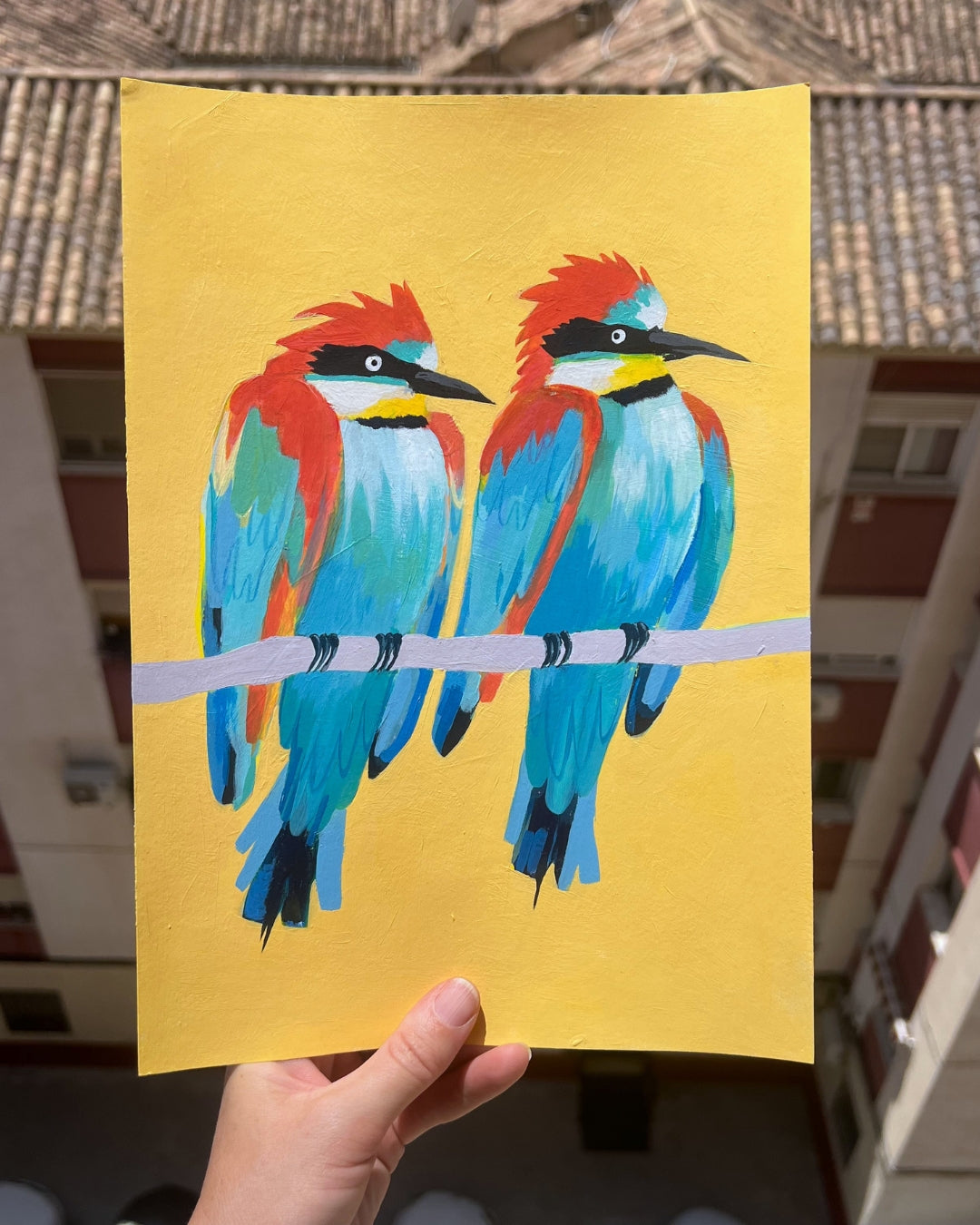 Two Bee-eaters, Original Artwork, A4