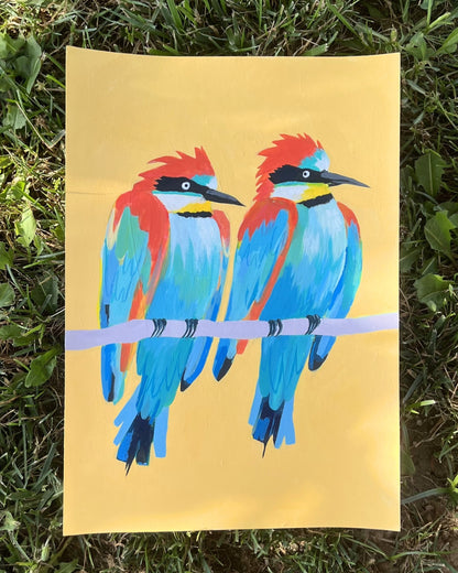 Two Bee-eaters, Original Artwork, A4