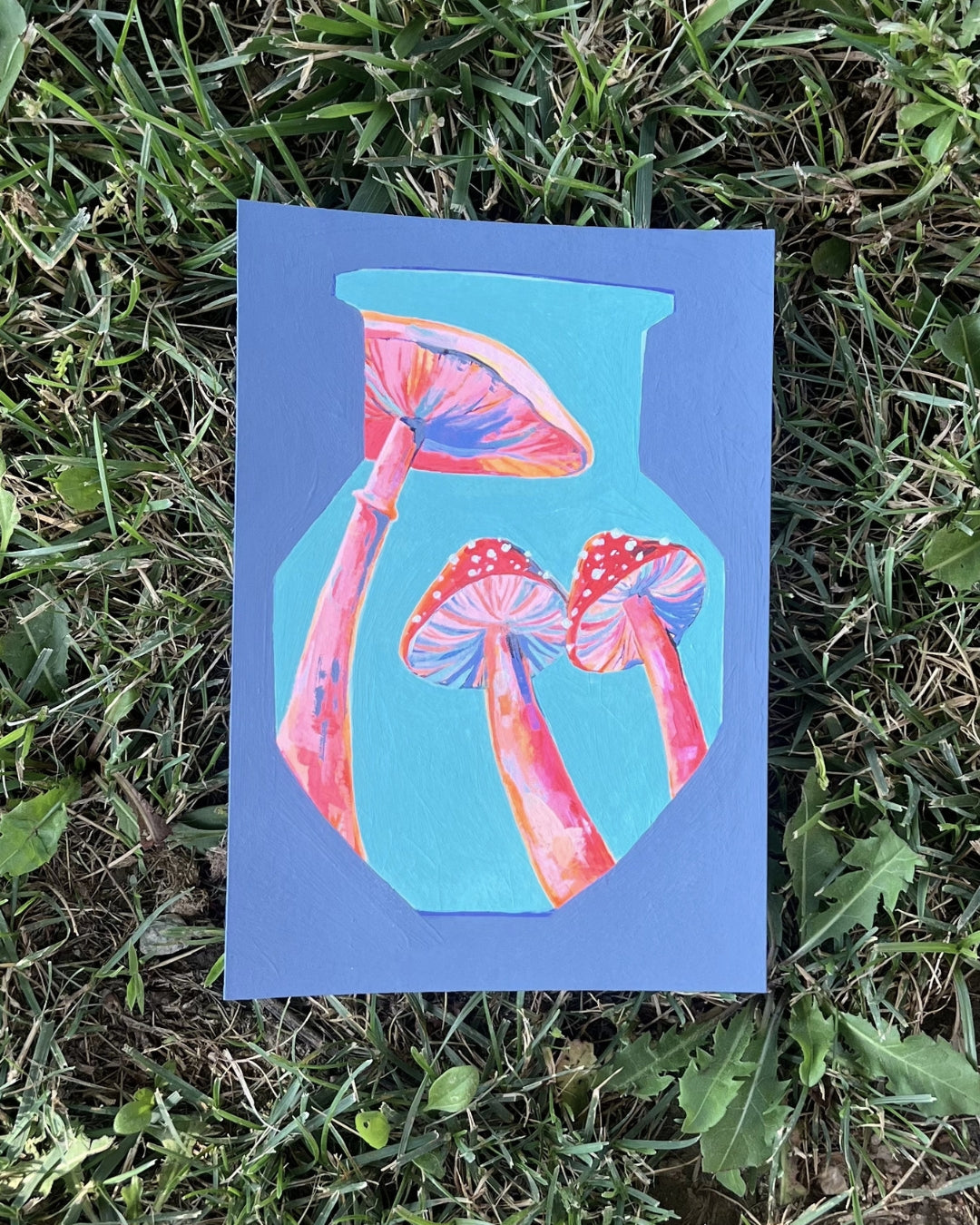 Mushroom Vase, Original Artwork, 13,4 x 19 cm