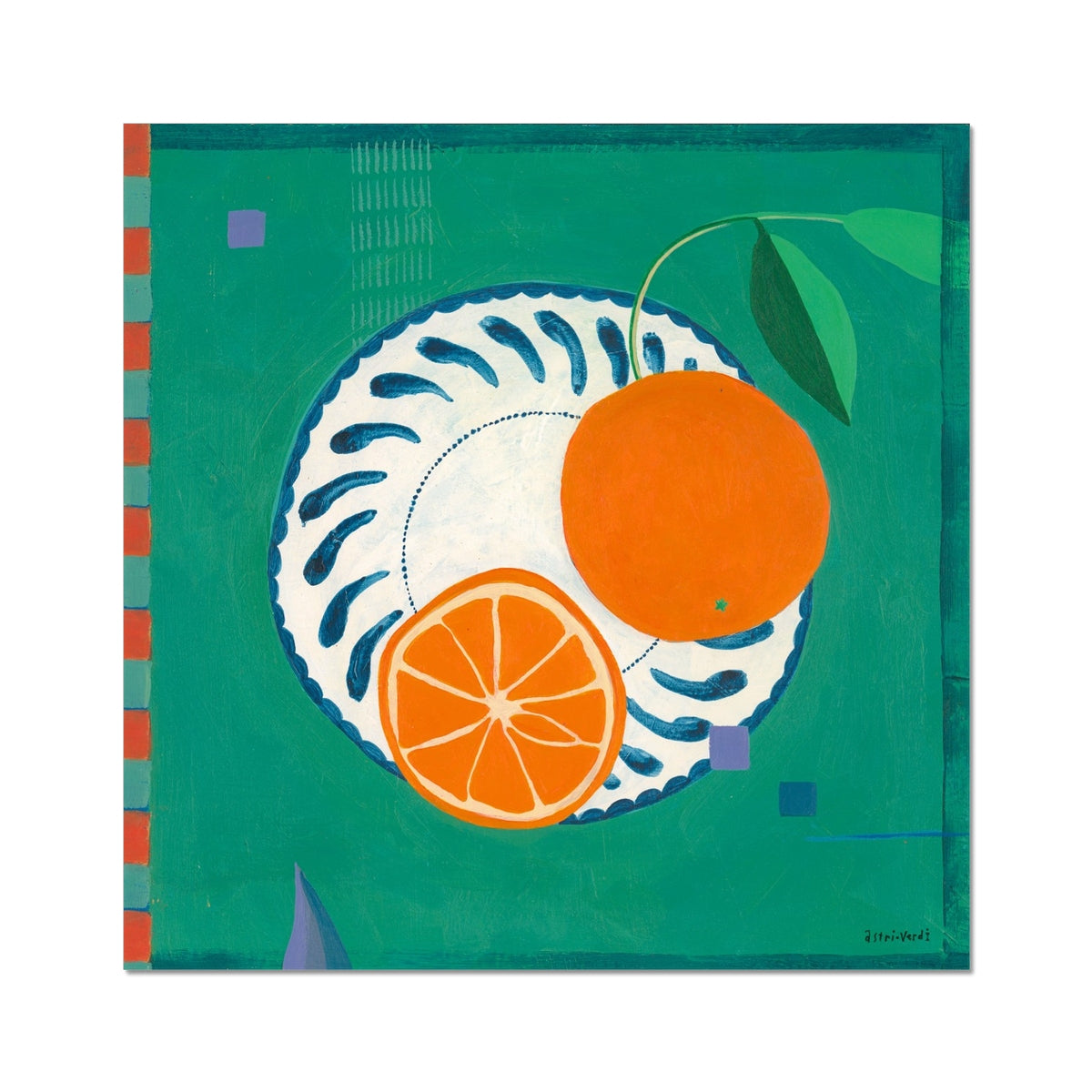 Valencian Oranges on Andalusian Plate, Fine Art Print