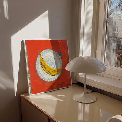 Canarian Banana on Andalusian Plate, Fine Art Print