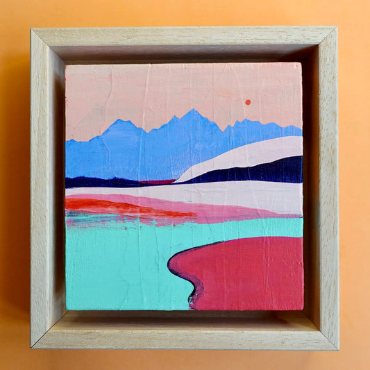 Mountains in Pastel, Original Artwork, 9,5 x 10 cm