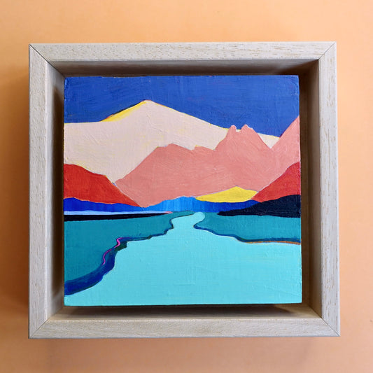 River to Mountains, Original Artwork, 10 x 9,5 cm