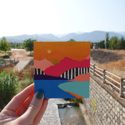 Mountains in Saturation, Original Artwork, 9,5 x 10 cm