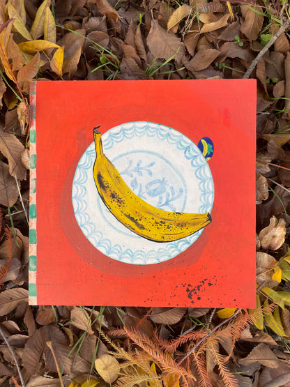 Canarian Banana on Andalusian Plate, Original Artwork