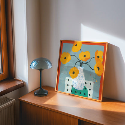 Poppies in Andalusian Vase,  Fine Art Print