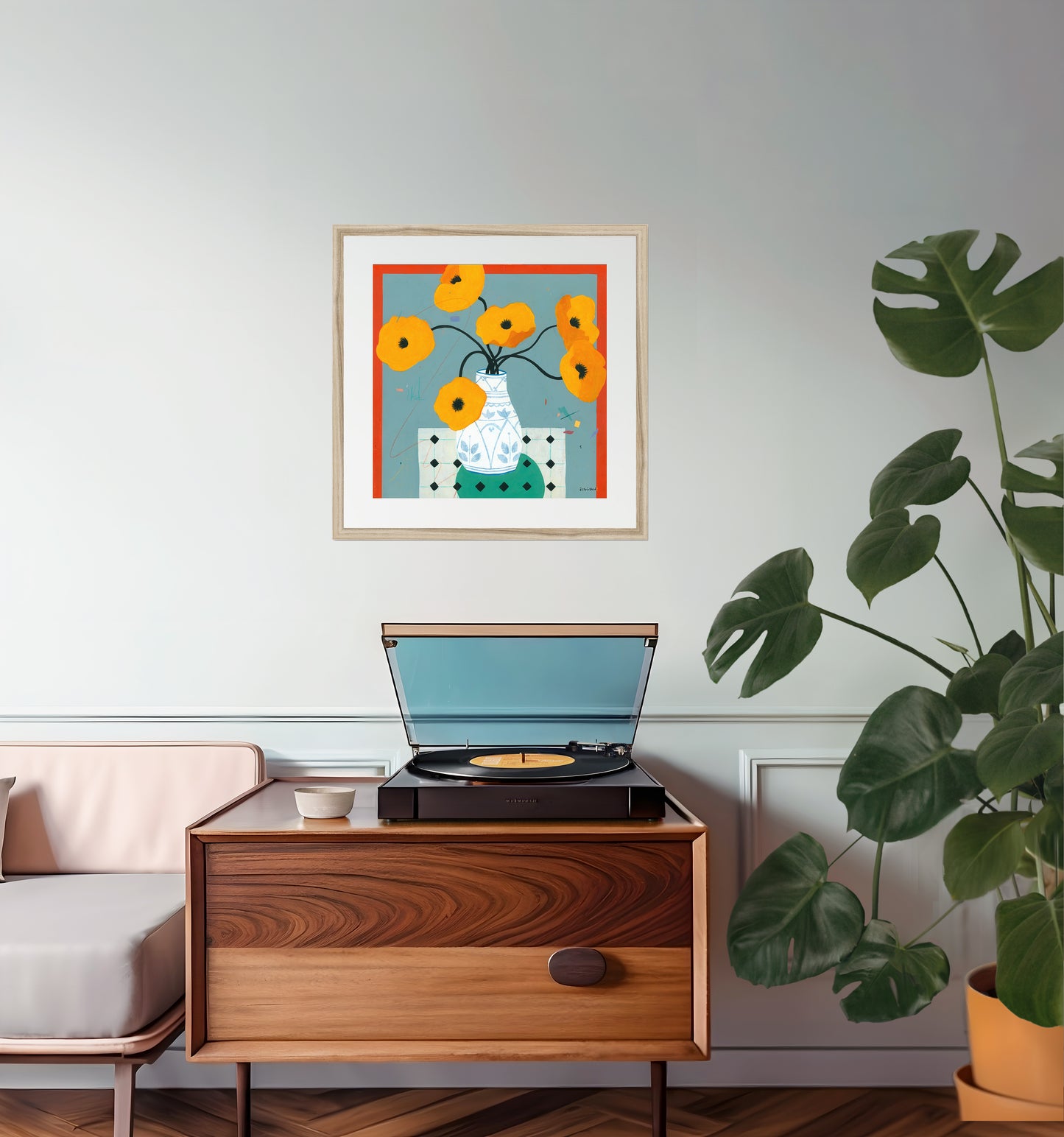 Poppies in Andalusian Vase,  Framed & Mounted Print