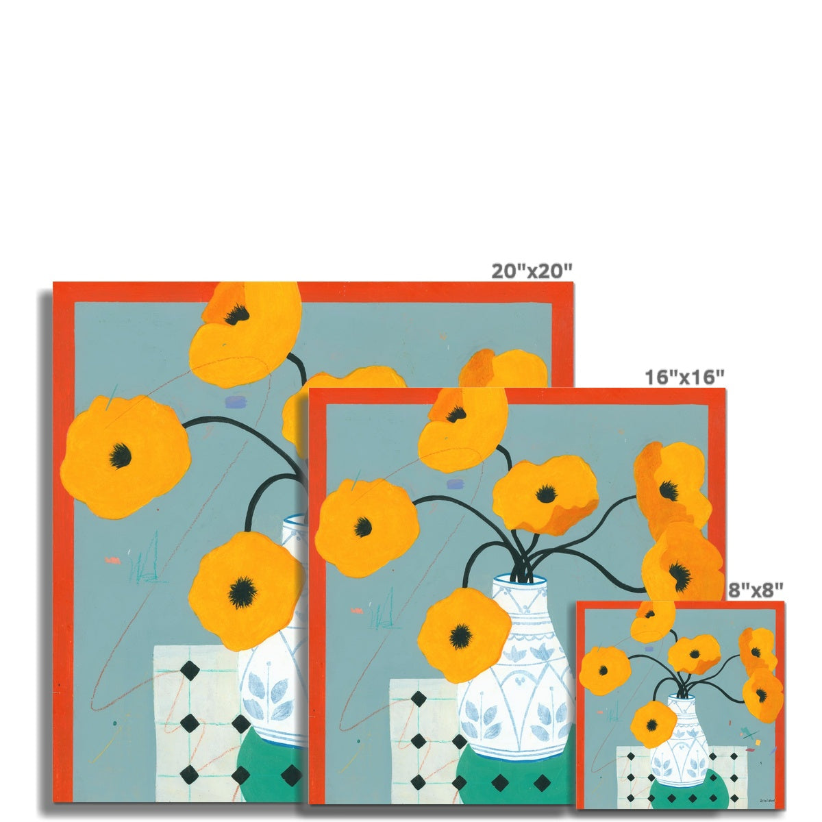 Poppies in Andalusian Vase,  Fine Art Print