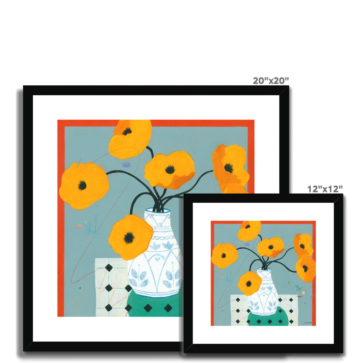 Poppies in Andalusian Vase,  Framed & Mounted Print